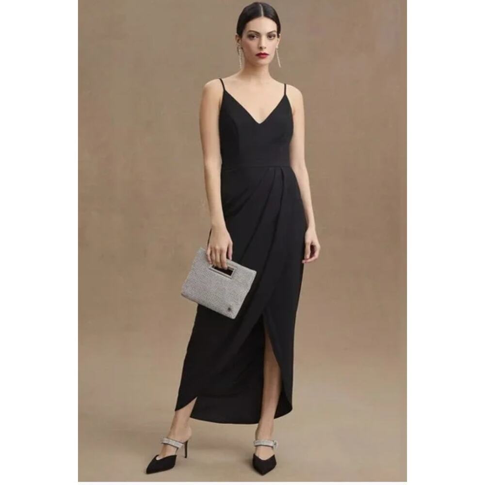 BHLDN Black V-Neck Spaghetti Strap Maxi Dress